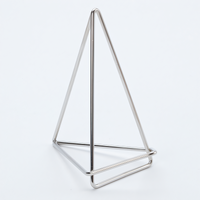 American Metalcraft Geometric Silver Metal Menu Card Holder, 4-Inch