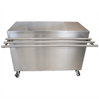 BK Resources 72-Inch Stainless Steel Serving Counter with Hinged Door and Drop Shelf