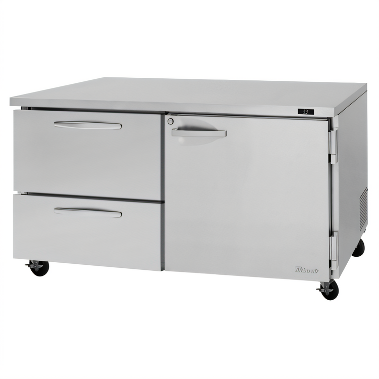 Product image #1 for Turbo Air PRO Series Two-Section Undercounter Refrigerator with 1 Door and 2 Drawers, Stainless Steel