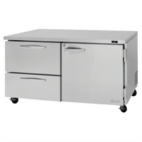 Turbo Air PRO Series Two-Section Undercounter Refrigerator with 1 Door and 2 Drawers, Stainless Steel
