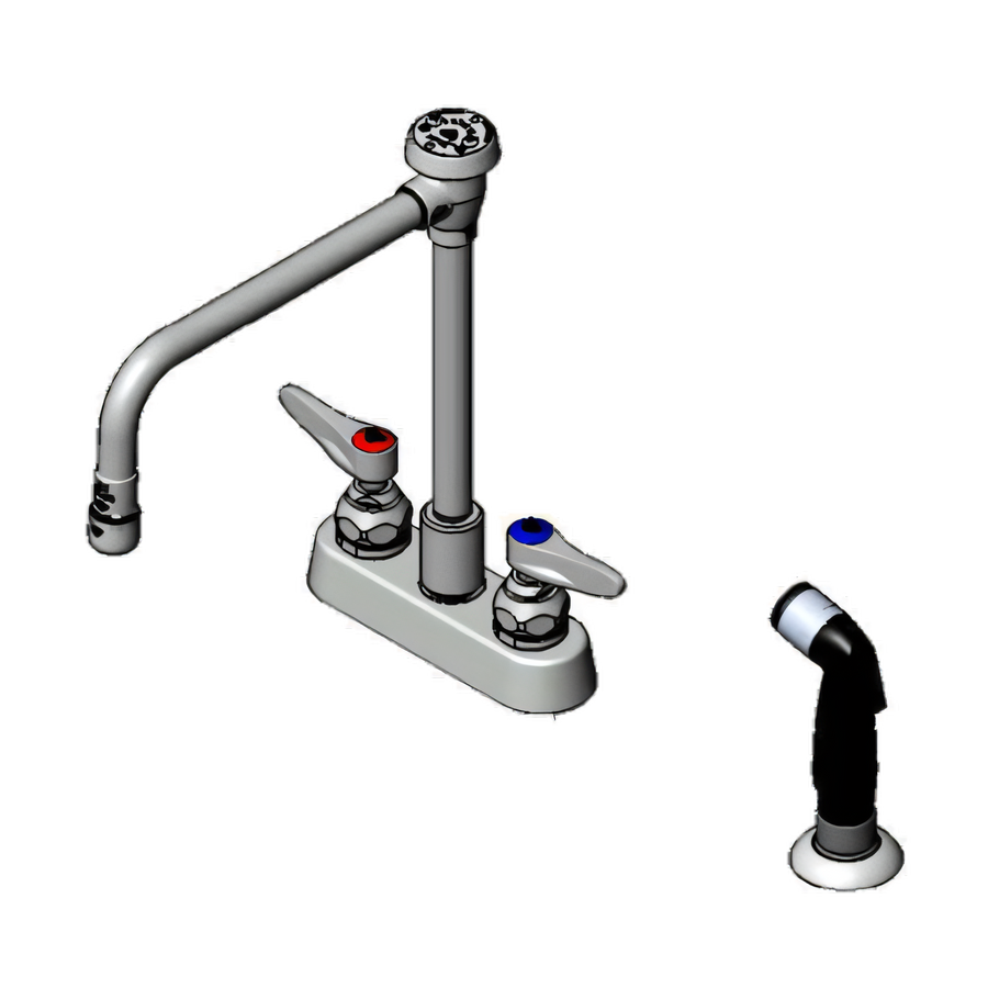 Product image #1 for T&S Brass B-1177 4-Inch Centers Deck Mount Workboard Faucet with Rigid Vacuum Breaker Nozzle and Side Spray