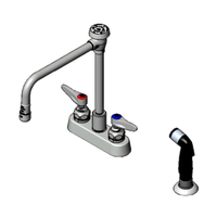 T&S Brass B-1177 4-Inch Centers Deck Mount Workboard Faucet with Rigid Vacuum Breaker Nozzle and Side Spray