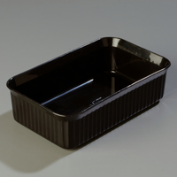 DeliWare Rectangular Polypropylene Salad Bar Crock, 2 Qt, 10 x 6 Inch, Black