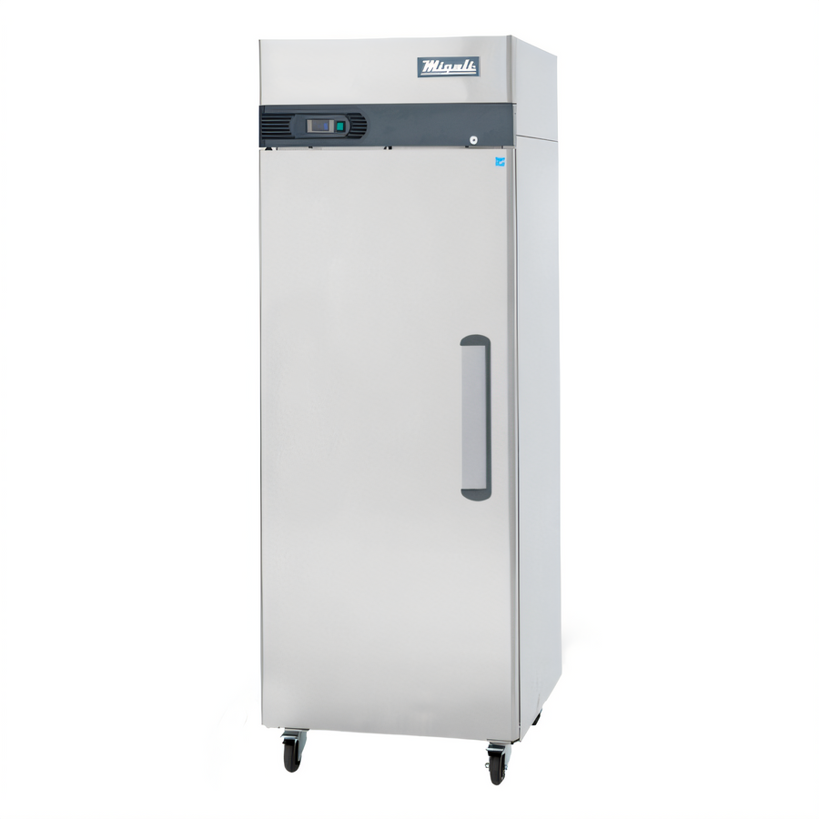 Product image #1 for Migali Competitor Series® 23 Cu. Ft. Single Section Reach-In Refrigerator, Top-Mount Self-Contained, Left-Hand Hinged Solid Locking Door, Stainless Steel