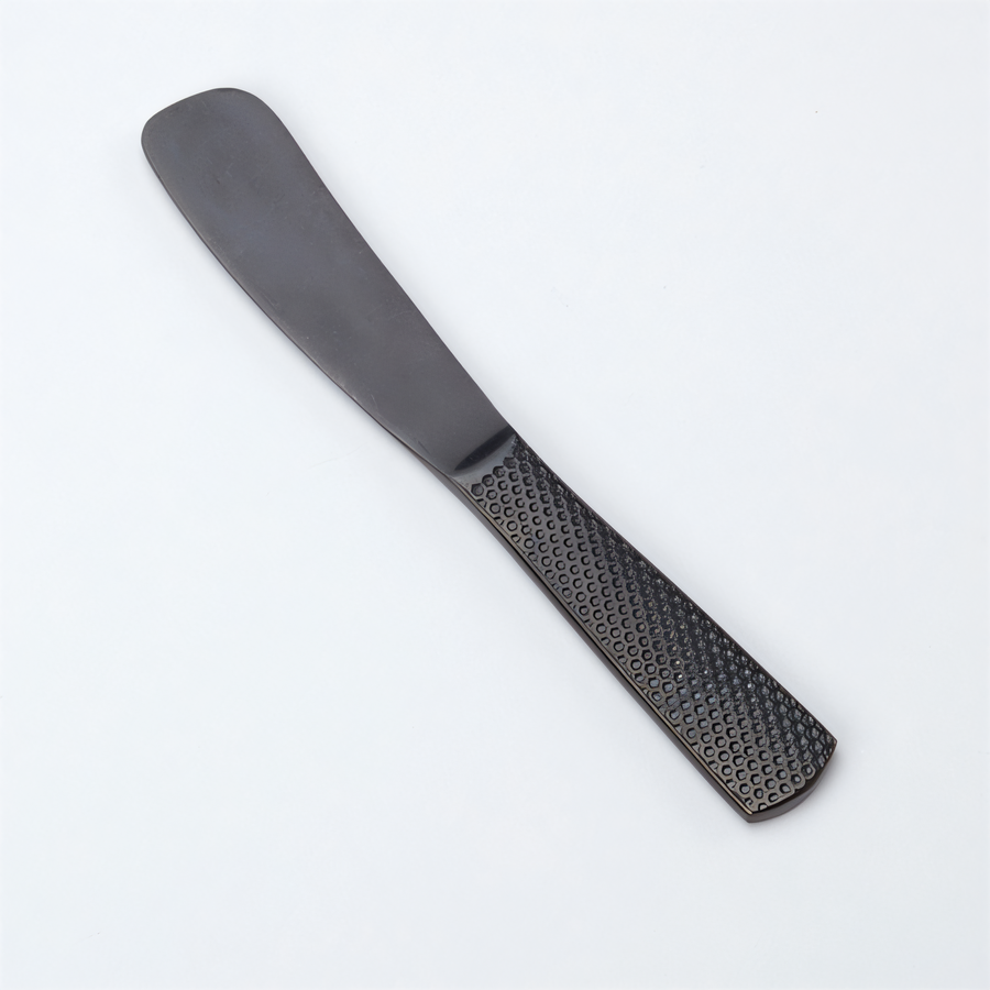 Product image #1 for Vintage Black Hammered Finish Stainless Steel Butter Spreader, 6-5/8 Inch