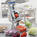 Thumbnail image #1 for Edlund ARC! ARC! XL-125 Manual Fruit and Vegetable Slicer, 1/4-Inch Blades, Stainless Steel, Two-Handed Design, Front-Load Pan Access
