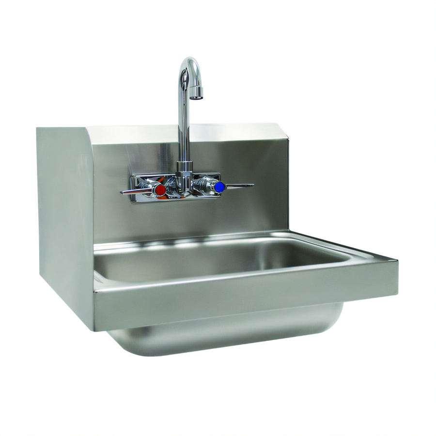 Product image #1 for Advance Tabco Wall Mounted 304 Stainless Steel Hand Sink with Left Side Splash and Faucet, 14 x 10 x 5-Inch Bowl
