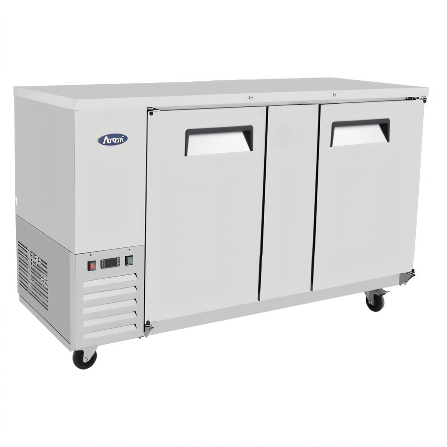 Product image #1 for Atosa 68-Inch Shallow Depth Two-Section Back Bar Cooler with Locking Solid Doors and Stainless Steel Top