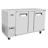 Atosa 68-Inch Shallow Depth Two-Section Back Bar Cooler with Locking Solid Doors and Stainless Steel Top