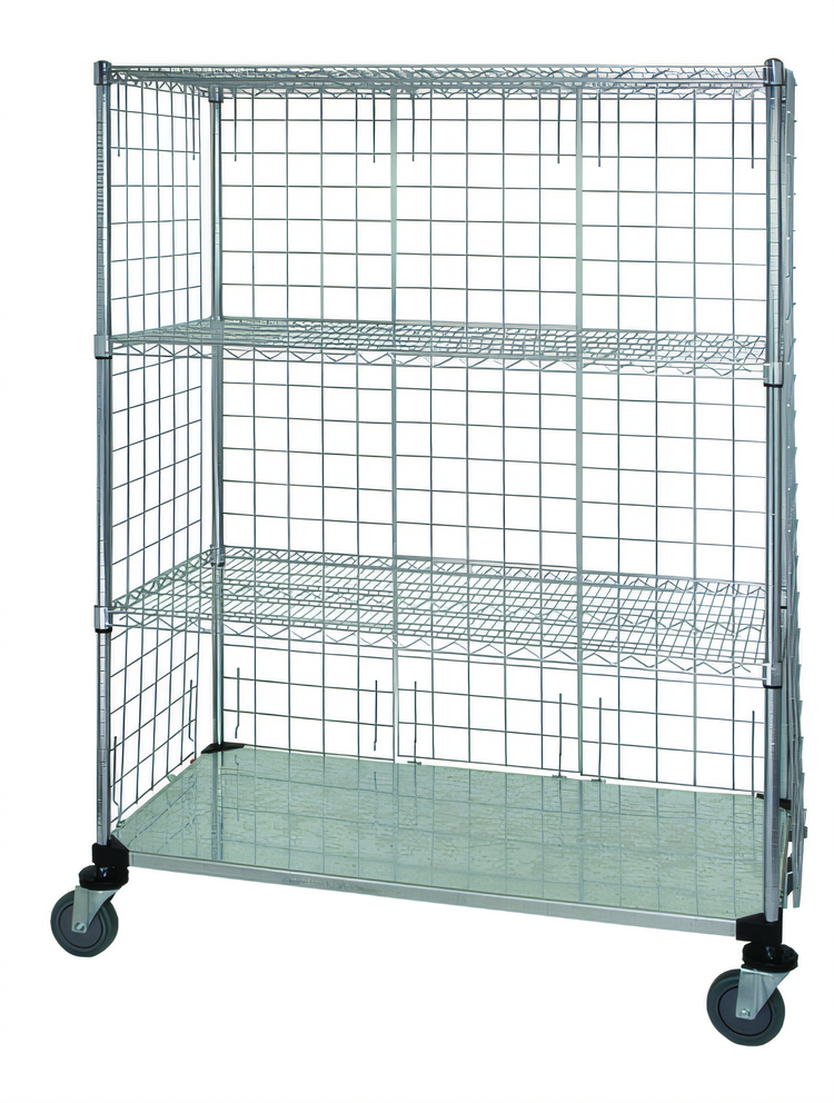 Product image #1 for Quantum Wire Enclosed Mobile Shelving Cart with 4 Shelves, 48W x 24D x 80H, 1200 lb Capacity