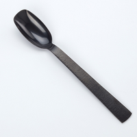 Vintage Hammered Black Stainless Steel 9-3/8 Inch 1/2 Oz Salad Spoon