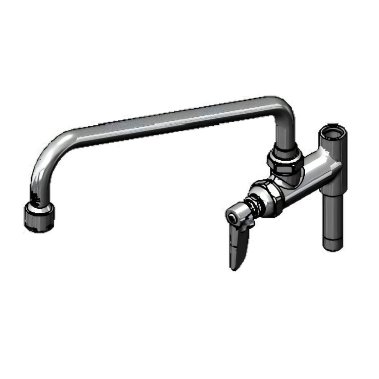Product image #1 for T&S Brass Pre-Rinse Add-On Faucet with 12-Inch Swing Nozzle, Lever Handle, and Vandal Resistant Aerator