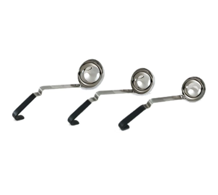 Product image #1 for Vollrath Ergo Grip™ 6 oz One-Piece Stainless Steel Round Ladle with Black Kool-Touch Handle