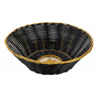 Winco Round Black and Gold Woven Poly Fast Food Basket, 8-1/2 Inch Diameter x 2-1/4 Inch High