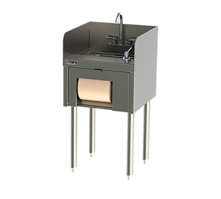 Product image #1 for Top Shelf Freestanding Underbar Hand Sink With Towel Dispenser, 18 Inch Wide, Stainless Steel