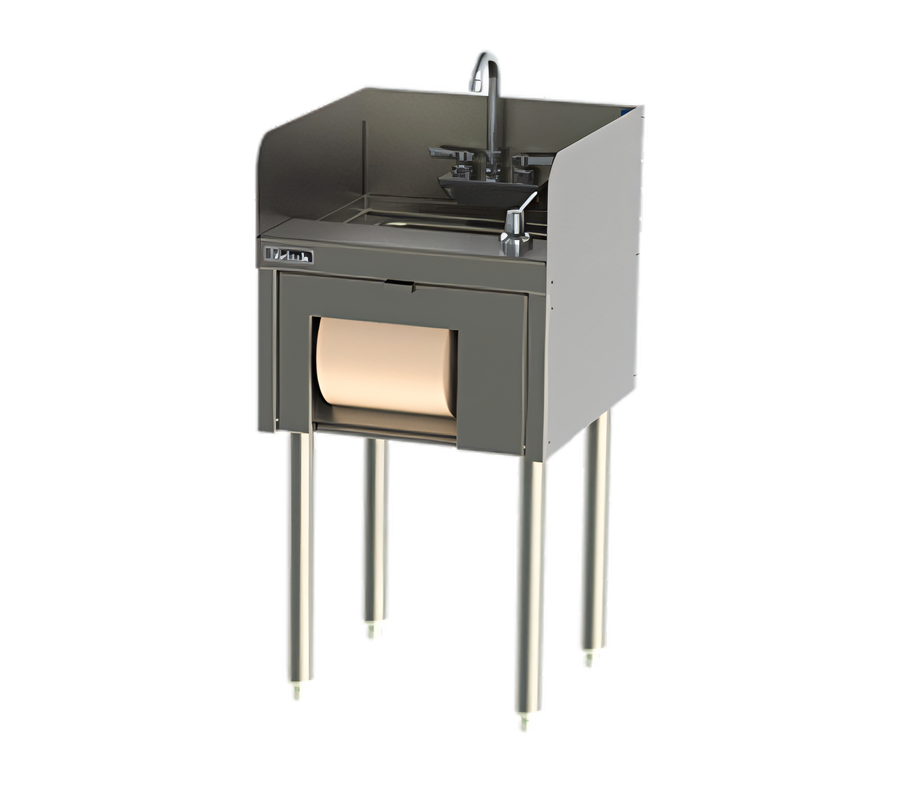 Product image #1 for Top Shelf Freestanding Underbar Hand Sink With Towel Dispenser, 18 Inch Wide, Stainless Steel