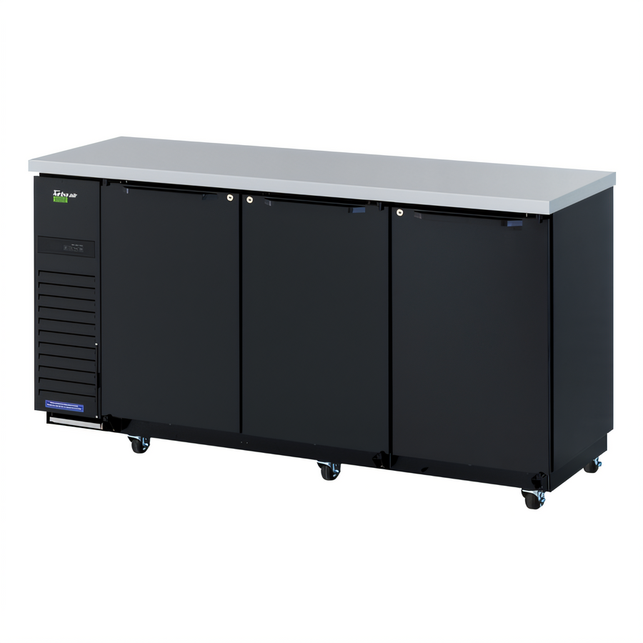 Product image #1 for Turbo Air Super Deluxe Narrow Back Bar Cooler, 3 Solid Doors, 73-1/8 Inch Wide, 20.62 Cu. Ft., Self-Contained, R-600a