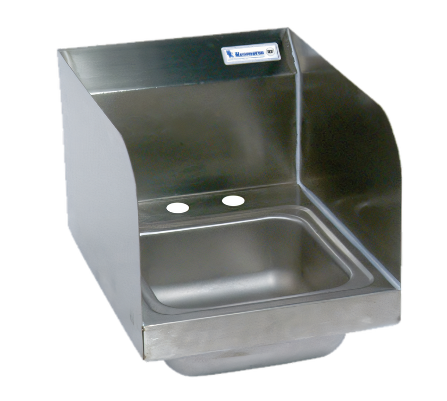 Product image #1 for BK Resources BKHS-D-SS-SS 9" x 9" Space-Saver Wall-Mount Hand Sink — 304 Stainless Steel, Dual Side Splashes
