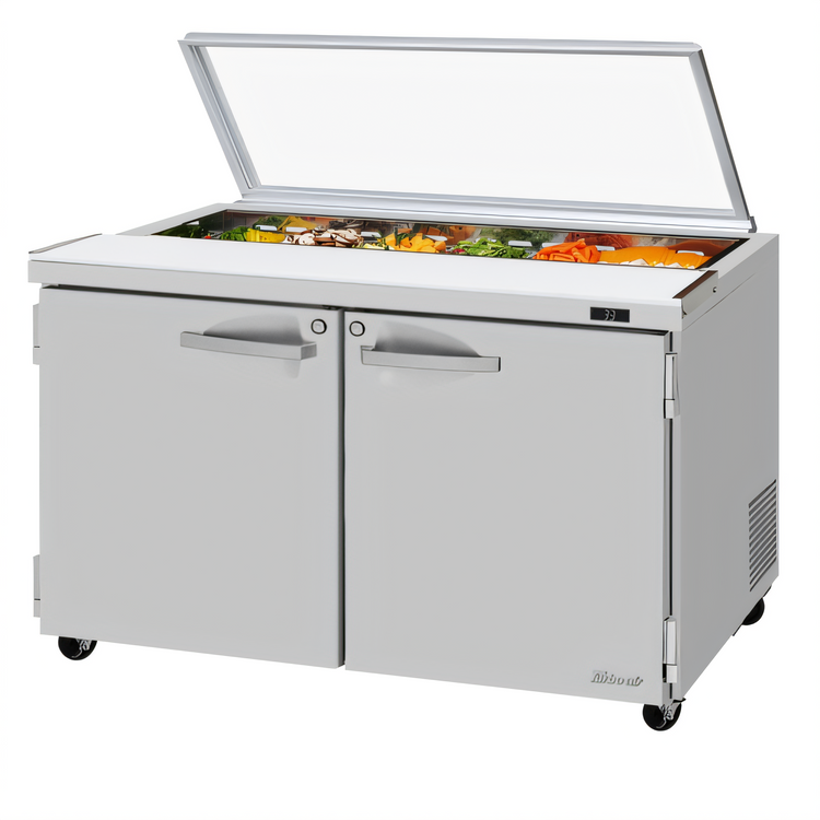 Product image #1 for Turbo Air PRO Series 48-1/4-Inch Two-Section Sandwich/Salad Prep Table with Glass Lid and Rear-Mount Self-Contained Refrigeration