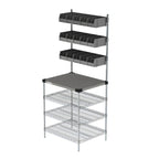 Thumbnail image #1 for Metro Chain Reaction CR2430DTPOS Drive-Thru POS & Staging Work Station, 30 x 24 x 74 in, 304 Stainless Steel Top, 15 Overhead Bins