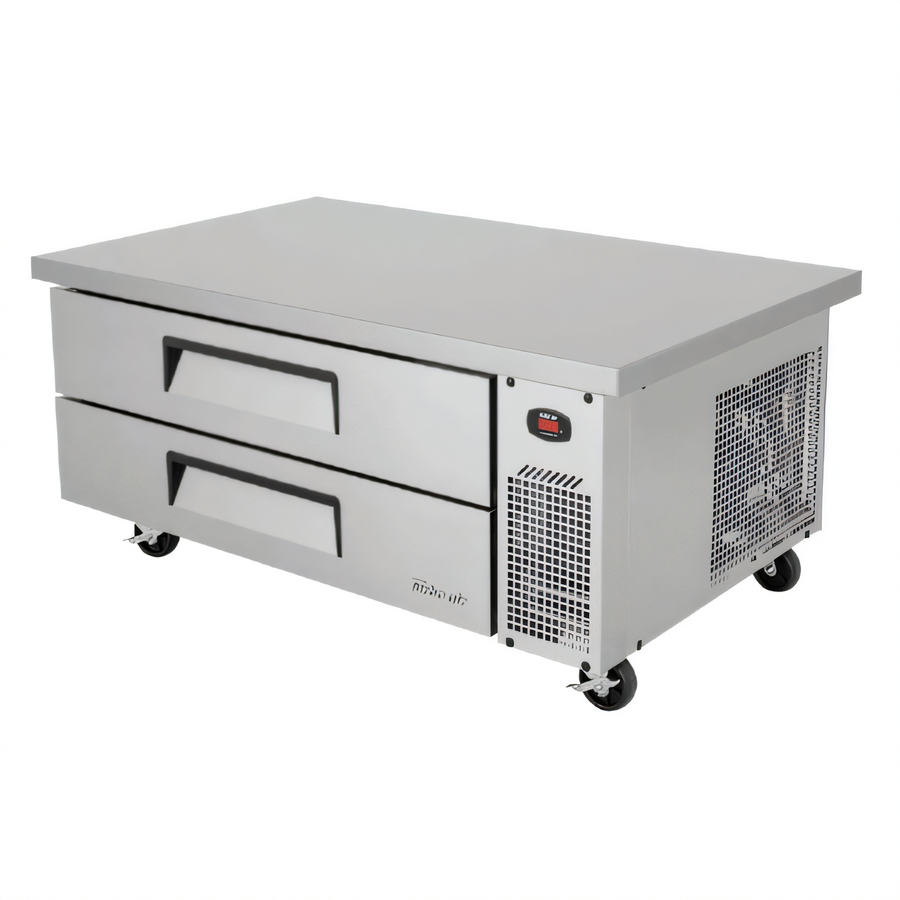 Product image #1 for Turbo Air Super Deluxe 2-Drawer Extended Top Chef Base Refrigerator, 58-1/4 Inch Wide, 9.1 Cu. Ft., Side-Mounted Self-Contained Refrigeration