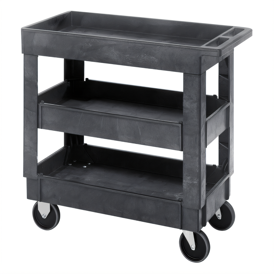 Product image #1 for Quantum 3-Shelf Gray Polymer Utility Bus Cart, 34-1/4 x 17-1/2 x 32-1/2 Inches