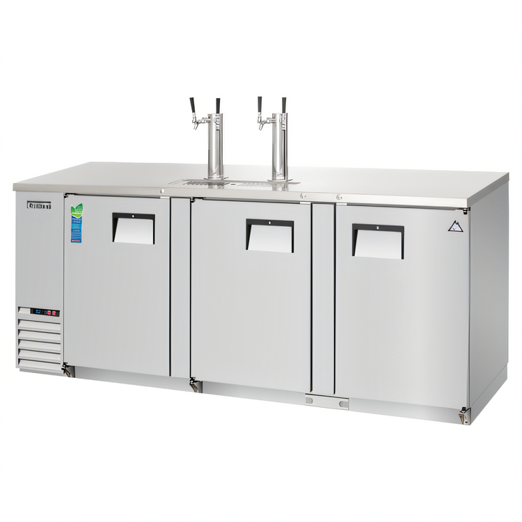 Product image #1 for Everest Refrigeration Three-Section Direct Draw Keg Refrigerator, 4 Half-Barrel Keg Capacity, 2 Stainless Steel Draft Towers