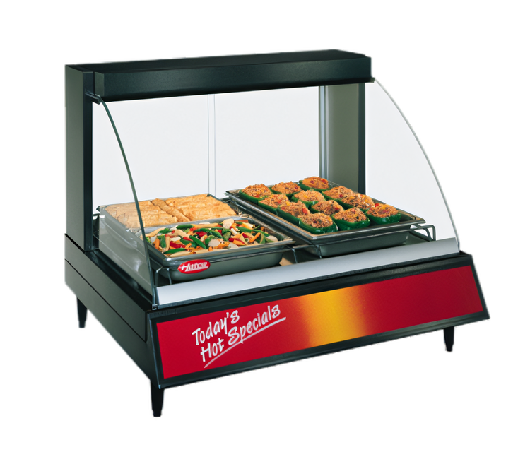 Product image #1 for Hatco Glo-Ray Designer Full-Service Countertop Heated Display Case, 2-Pan, Curved Glass