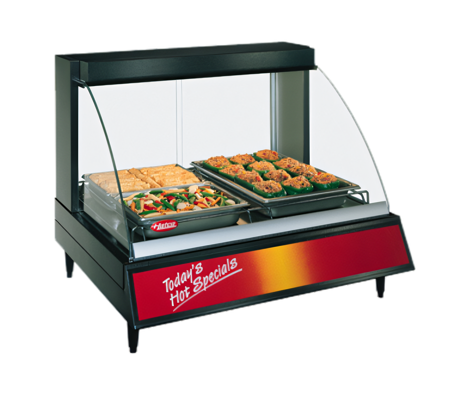 Product image #1 for Hatco Glo-Ray Designer Full-Service Countertop Heated Display Case, 2-Pan, Curved Glass