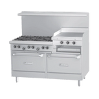 Thumbnail image #1 for Garland US Range U Series Ranges U60-6R24CC 60-Inch Gas Restaurant Range with 6 Open Burners, 24-Inch Griddle/Broiler & 2 Convection Ovens