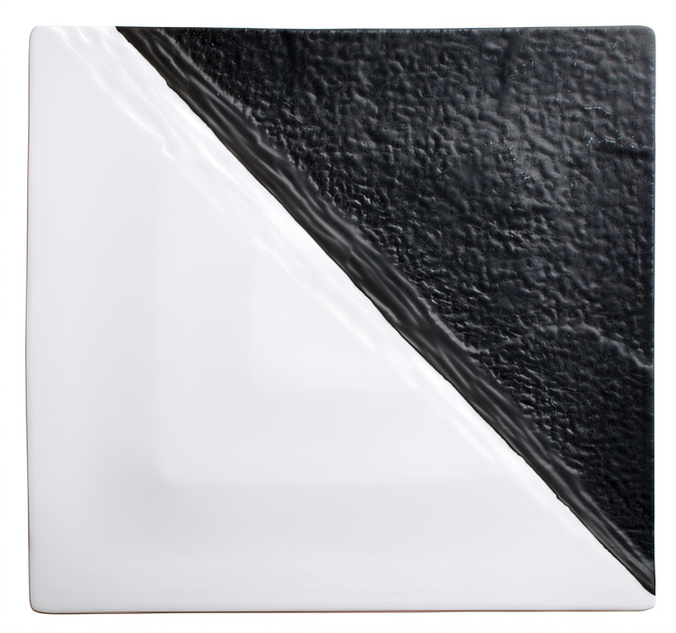 Product image #2 for Winco Ardesia Visca 13-Inch Square Porcelain Platter, Dual Texture, Black & White, 2/Pack