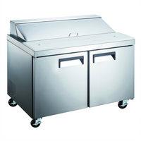 Grista 60-Inch 2-Door Refrigerated Salad and Sandwich Prep Table, 15 Cu Ft, Rear-Mount Self-Contained
