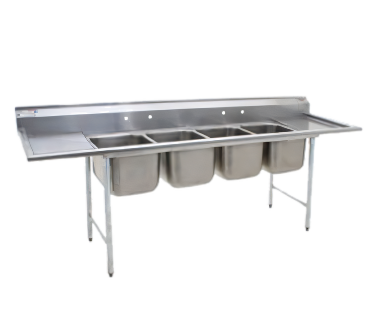 Product image #1 for Eagle Group 314 Series Four-Compartment Stainless Steel Sink with Double 24-Inch Drainboards