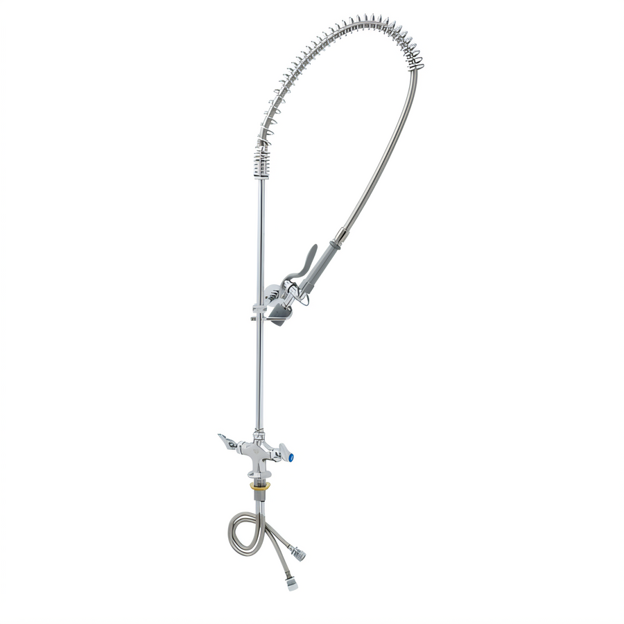 Product image #1 for EasyInstall Single-Hole Deck-Mount Pre-Rinse Faucet with 24-Inch Riser, 44-Inch Hose, and 1.07 GPM Spray Valve