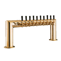 Perlick Pass-Thru Glycol-Cooled Countertop Draft Beer Tower, 46 Inch W x 14 Inch H, 10 Faucets, Tarnish-Free Brass Finish