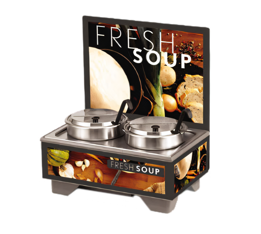 Product image #1 for Vollrath Cayenne Full-Size Countertop Rethermalizing Soup Merchandiser Base with Menu Board and 7 Quart Accessory Pack