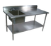 Thumbnail image #1 for John Boos 72-Inch Stainless Steel Sink Table with Left Sink Bowl, 5-Inch Backsplash, Galvanized Base, and Faucet