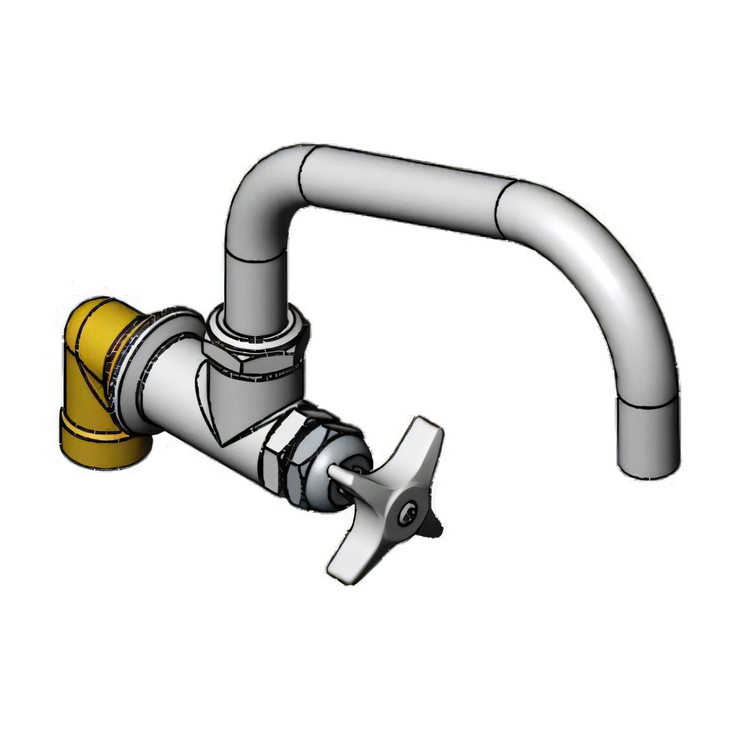 Product image #1 for T&S Brass Big-Flo Wall Mount Faucet with 8 Inch Swivel Nozzle and 4-Arm Handle