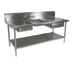 Thumbnail image #1 for John Boos 96-Inch Stainless Steel Two-Compartment Prep Sink Table with Left-End Bowls, Drawer, and Sliding Cutting Board