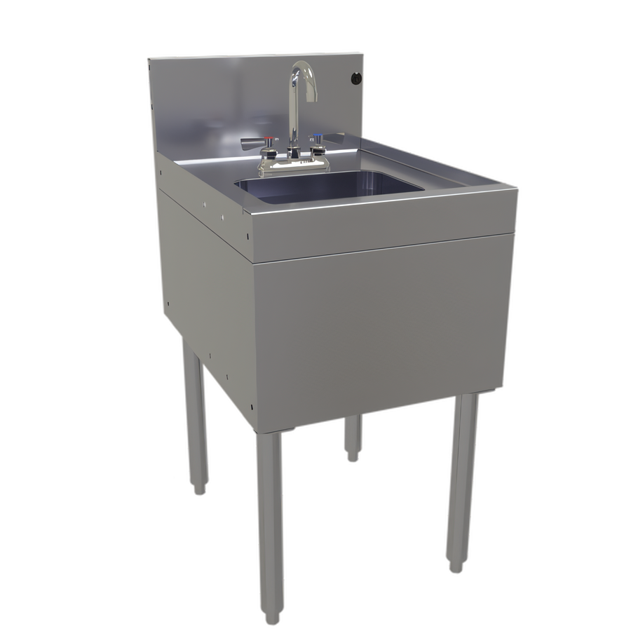 Product image #1 for Glastender Free Standing Underbar Hand Sink Unit with Deck-Mount Faucet, 18 Inch Wide Stainless Steel