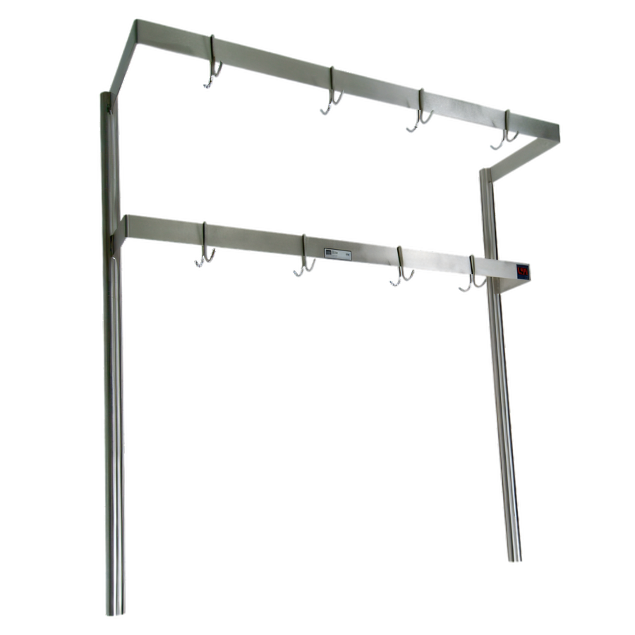 Product image #1 for John Boos Table-Mounted Double-Bar Stainless Steel Pot Rack with 10 Double Hooks, 55-1/4-Inch Overall Length