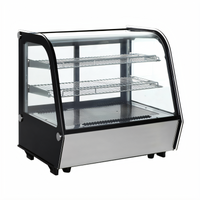 Omcan 27-Inch Countertop Full-Service Refrigerated Display Case, 4.24 Cu. Ft., Curved Glass, Stainless Steel
