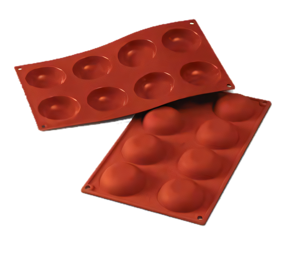 Product image #1 for Silikomart 8-Cavity Krapfen Flexible Silicone Baking Mold, 7 x 11-3/4 Inch