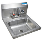 Thumbnail image #1 for BK Resources BKHS-D-1410-STPG Wall-Mounted Hand Wash Sink with Sanitimer, 14 x 10 x 5-Inch Bowl, 304 Stainless Steel, Gooseneck Faucet