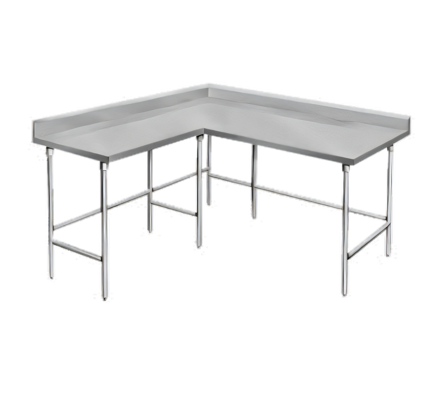 Product image #1 for Advance Tabco KTMS-309 L-Shaped Corner Work Table, 108 x 60 Inches, 30-Inch Deep, 14 Gauge 304 Stainless Steel Top, 5-Inch Backsplash