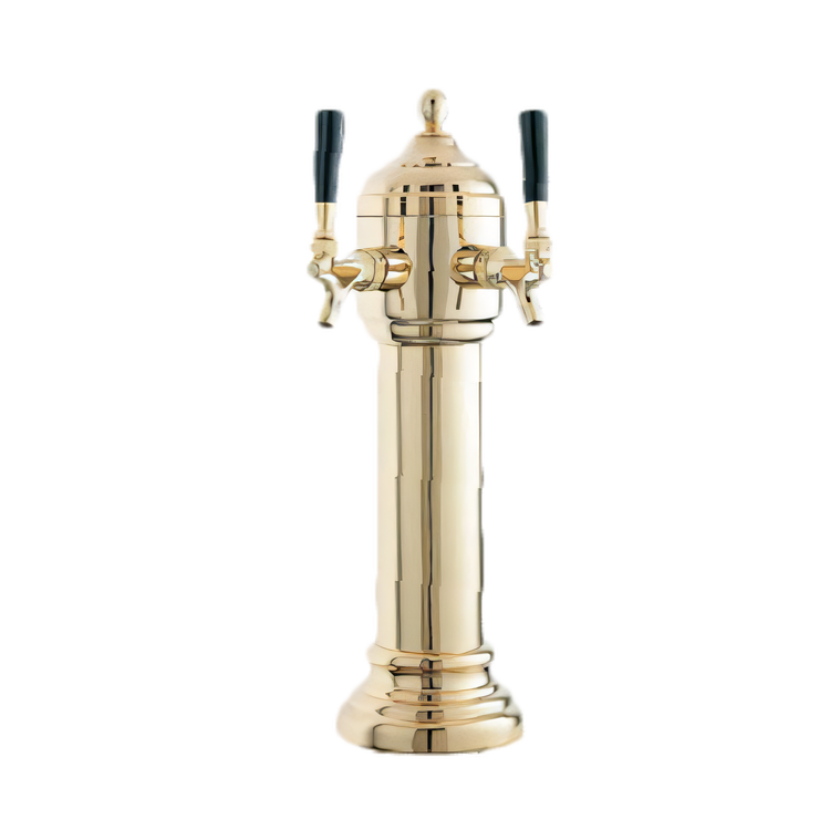 Product image #1 for Perlick Napoli 2-Faucet Glycol-Cooled Countertop Draft Beer Tower, Gold Tone