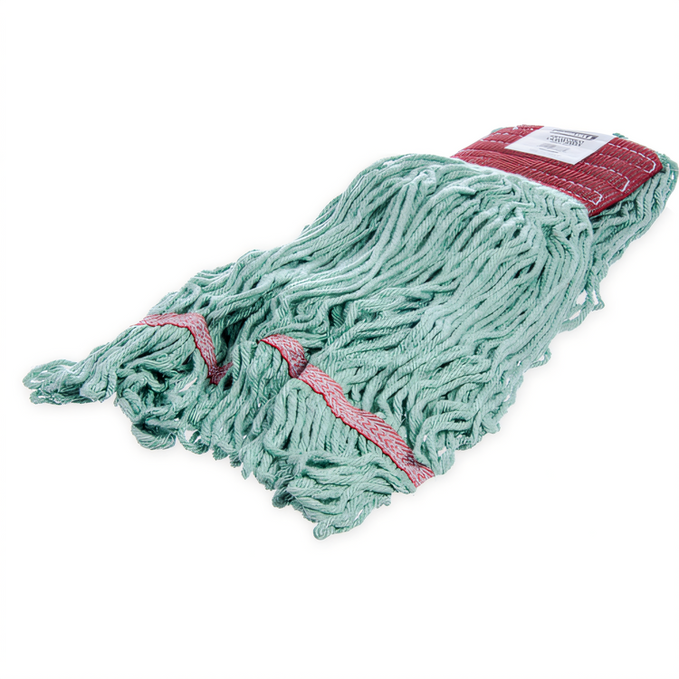 Product image #1 for Flo-Pac® Large Looped-End Wet Mop Head, 4-Ply Cotton/Synthetic Blend, Green, 5-Inch Wide Band