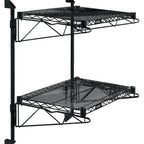 Thumbnail image #1 for Quantum WC34-CB2442BK Wall-Mount Cantilever Double-Shelf Wire Shelving Unit, 42 x 24 Inches, Black Epoxy Finish