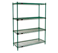 Eagle Group Valu-Gard Quad-Adjust Stationary 4-Tier Wire Shelving Starter Unit, 48W x 24D x 74H, Green Epoxy