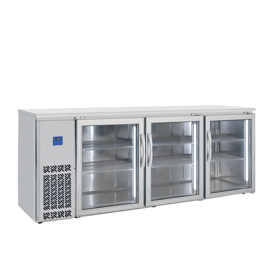 Product image #1 for BK Resources 85-Inch Three-Door Glass Door Back Bar Refrigerator